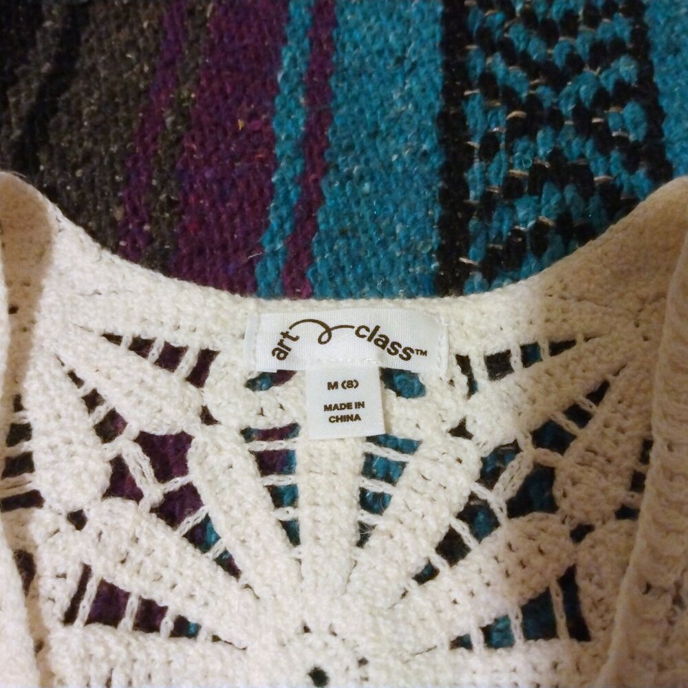 Art Class Crochet Floral Vest M (8) Ivory Boho Cottagecore Coquette Layering - Picture 3 of 7